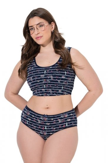 Ulla Popken 850538 Bragas de flores de algodón orgánico pack de 2 Azul marino - Bragas - 