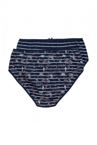 Ulla Popken 850538 Bragas de flores de algodón orgánico pack de 2 Azul marino - Bragas - 
