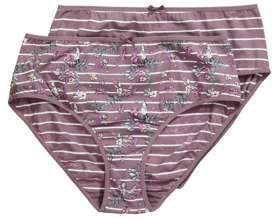 Ulla Popken 850538 Bragas de flores de algodón orgánico pack de 2 Marrón - Bragas - 