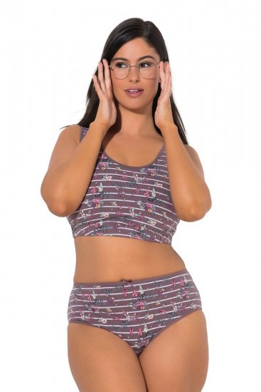 Ulla Popken 850538 Bragas de flores de algodón orgánico pack de 2 Marrón - Bragas - 