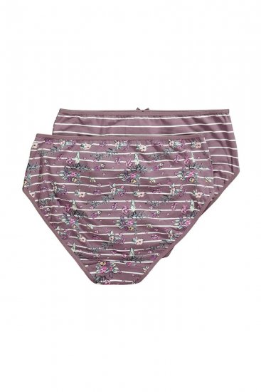 Ulla Popken 850538 Bragas de flores de algodón orgánico pack de 2 Marrón - Bragas - 