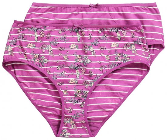 Ulla Popken 850538 Bragas de flores de algodón orgánico pack de 2 Violeta - Bragas - 