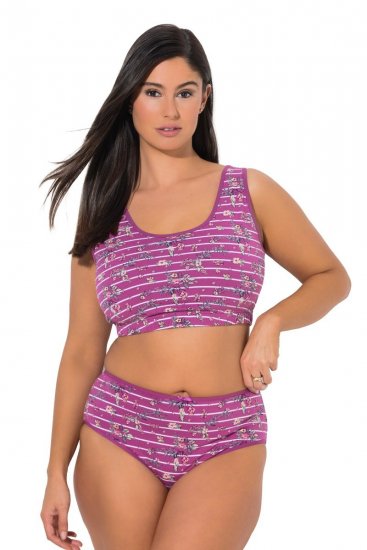 Ulla Popken 850538 Bragas de flores de algodón orgánico pack de 2 Violeta - Bragas - 
