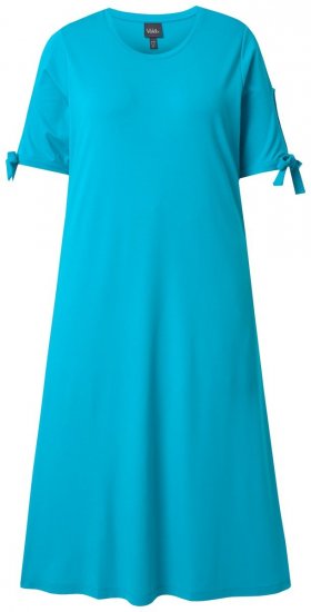 Ulla Popken 850724 Vestido midi de manga corta con cinturón anudado Turquesa - Vestidos midi - Vestidos midi de talla grande