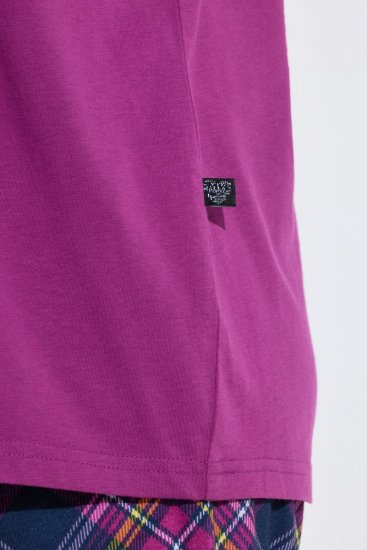 Ulla Popken 850864 Conjunto de pijama de 3 piezas de cuadros Violeta - Pijamas/ropa de estar en casa - 