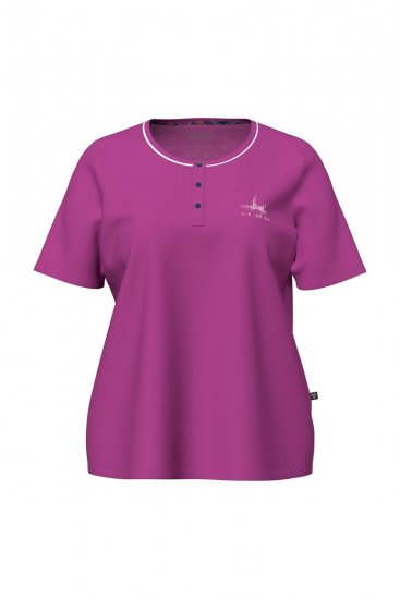 Ulla Popken 850864 Conjunto de pijama de 3 piezas de cuadros Violeta - Pijamas/ropa de estar en casa - 