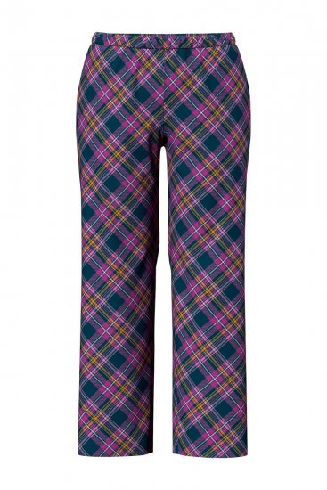 Ulla Popken 850864 Conjunto de pijama de 3 piezas de cuadros Violeta - Pijamas/ropa de estar en casa - 