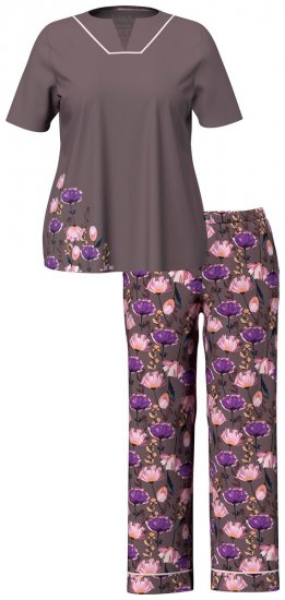 Ulla Popken 850903 Pijama de flores pack de 2 Marrón - Pijamas/ropa de estar en casa - 