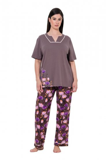 Ulla Popken 850903 Pijama de flores pack de 2 Marrón - Pijamas/ropa de estar en casa - 