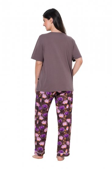 Ulla Popken 850903 Pijama de flores pack de 2 Marrón - Pijamas/ropa de estar en casa - 