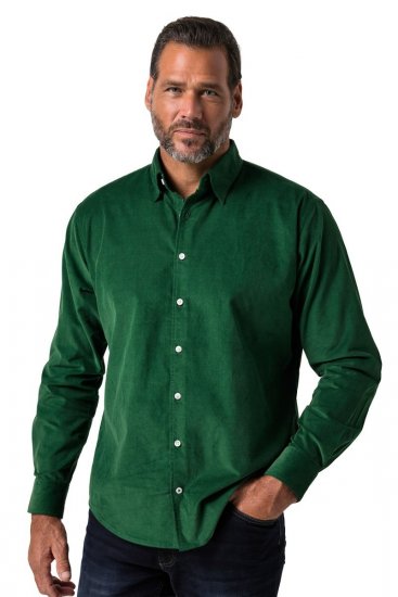 JP1880 850921 Camisa de pana de manga larga Verde bosque TALL - TALL camisas - Camisas TALL para hombre alto