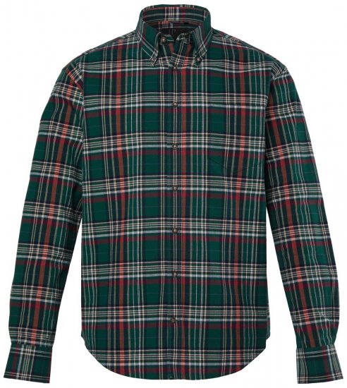 JP1880 850923 Camisa de cuadros de manga larga Verde bosque TALL - TALL camisas - Camisas TALL para hombre alto