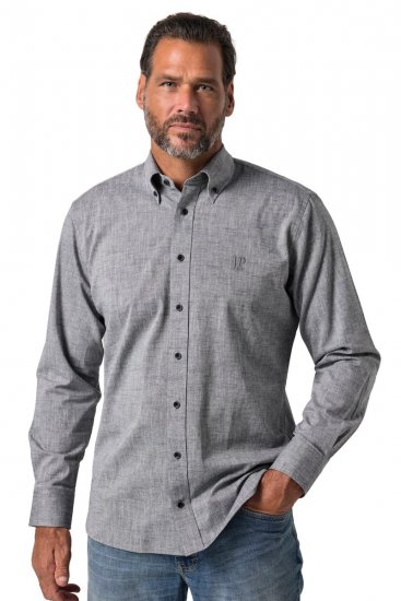 JP1880 850931 Camisa de chambray de manga larga Negro TALL - TALL camisas - Camisas TALL para hombre alto