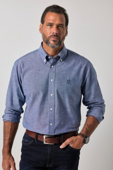 JP1880 850931 Camisa de chambray de manga larga Azul denim TALL - TALL camisas - Camisas TALL para hombre alto