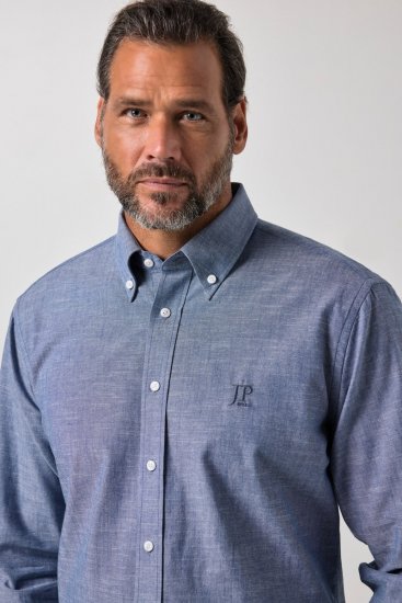 JP1880 850931 Camisa de chambray de manga larga Azul denim TALL - TALL camisas - Camisas TALL para hombre alto