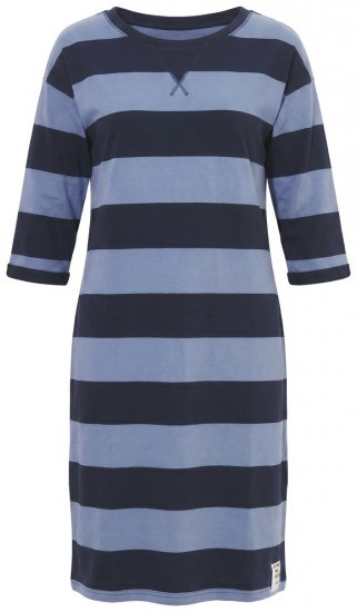 Ulla Popken 850958 Vestido de felpa de rayas con manga 3/4 Azul marino - Vestidos sudadera -