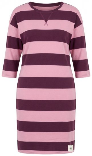 Ulla Popken 850958 Vestido de felpa de rayas con manga 3/4 Burdeos - Vestidos sudadera -