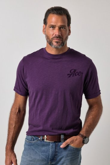JP1880 850985 Camiseta con estampado en el pecho Morado oscuro TALL - TALL camisas - Camisetas para hombres altos