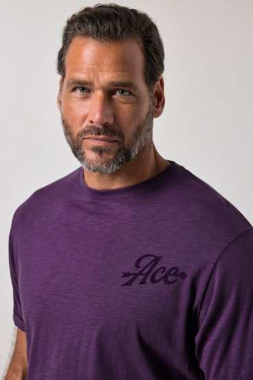 JP1880 850985 Camiseta con estampado en el pecho Morado oscuro TALL - TALL camisas - Camisetas para hombres altos