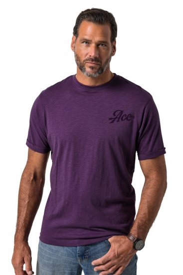 JP1880 850985 Camiseta con estampado en el pecho Morado oscuro TALL - TALL camisas - Camisetas para hombres altos