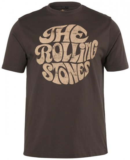 JP1880 851001 Rolling Stones Retro Logo Camiseta Avellana - Camisetas de bandas - Camisetas de bandas de música