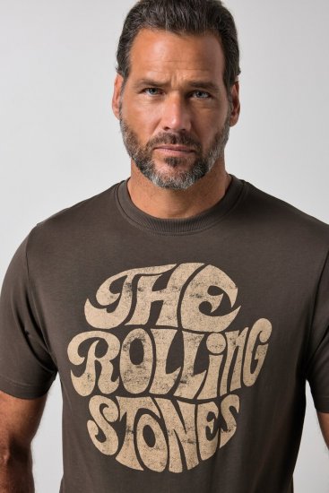 JP1880 851001 Rolling Stones Retro Logo Camiseta Avellana - Camisetas de bandas - Camisetas de bandas de música