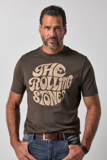 JP1880 851001 Rolling Stones Retro Logo Camiseta Avellana TALL - TALL camisas - Camisetas para hombres altos
