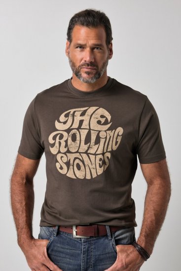 JP1880 851001 Rolling Stones Retro Logo Camiseta Avellana - Camisetas de bandas - Camisetas de bandas de música