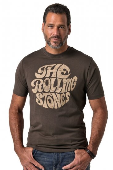 JP1880 851001 Rolling Stones Retro Logo Camiseta Avellana TALL - TALL camisas - Camisetas para hombres altos