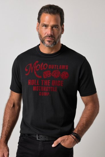 JP1880 851002 Camiseta con estampado en el pecho Negro TALL - TALL camisas - Camisetas para hombres altos