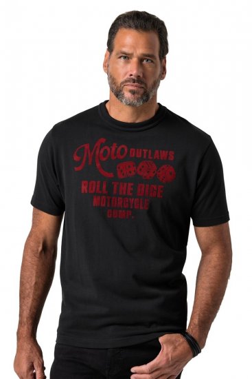 JP1880 851002 Camiseta con estampado en el pecho Negro TALL - TALL camisas - Camisetas para hombres altos