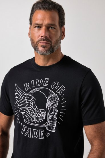 JP1880 851008 Camiseta con estampado en el pecho Negro TALL - TALL camisas - Camisetas para hombres altos