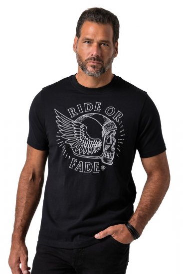 JP1880 851008 Camiseta con estampado en el pecho Negro TALL - TALL camisas - Camisetas para hombres altos