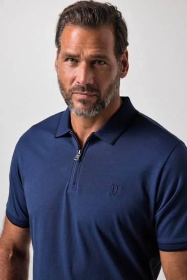 JP1880 851048 Polo con cremallera Azul noche TALL - TALL polos - Polos TALL para hombres altos