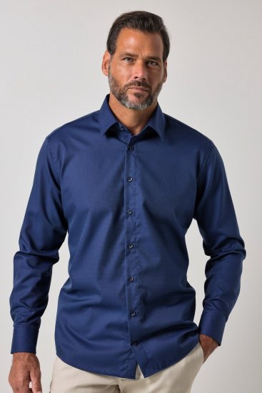JP1880 851055 Camisa de vestir estampada sin plancha manga larga Azul marino TALL - TALL camisas - Camisas TALL para hombre alto
