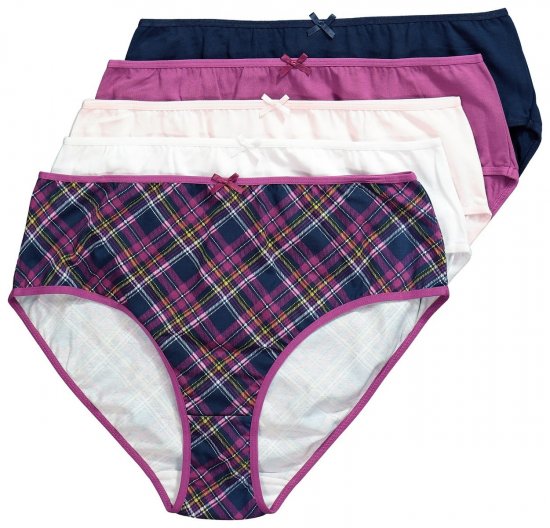 Ulla Popken 851070 Bragas de cuadros de algodón orgánico pack de 5 Violeta - Bragas - 