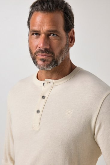JP1880 851075 Camiseta henley de manga larga Gris arena TALL - TALL camisas - Camisetas para hombres altos