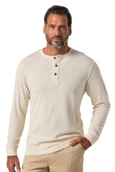 JP1880 851075 Camiseta henley de manga larga Gris arena TALL - TALL camisas - Camisetas para hombres altos