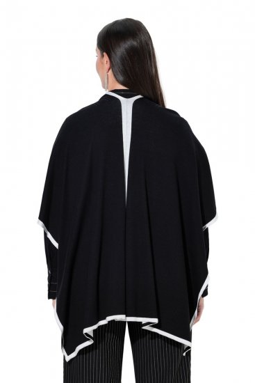 Ulla Popken 851127 Poncho de punto abierto con ribete de strass Negro - Ponchos y capas - 