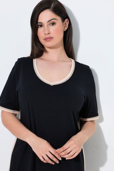 Ulla Popken 851237 Camisón de rayas Negro - Camisones - 