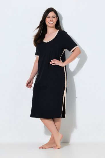 Ulla Popken 851237 Camisón de rayas Negro - Camisones - 