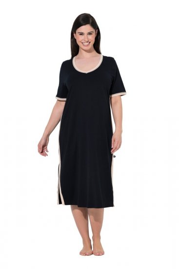 Ulla Popken 851237 Camisón de rayas Negro - Camisones - 