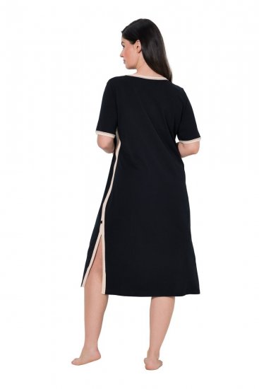 Ulla Popken 851237 Camisón de rayas Negro - Camisones - 