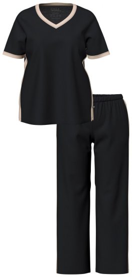 Ulla Popken 851245 Pijama de rayas Negro - Pijamas/ropa de estar en casa - 