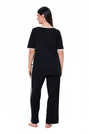 Ulla Popken 851245 Pijama de rayas Negro - Pijamas/ropa de estar en casa - 