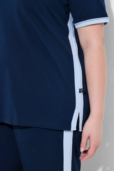 Ulla Popken 851245 Pijama de rayas Azul marino - Pijamas/ropa de estar en casa - 