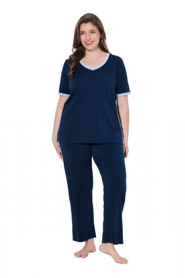 Ulla Popken 851245 Pijama de rayas Azul marino - Pijamas/ropa de estar en casa - 