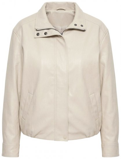 Ulla Popken 851329 Chaqueta biker efecto piel con cremallera Topo - Chaquetas - Chaquetas para mujer en tallas grandes