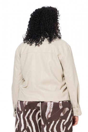 Ulla Popken 851329 Chaqueta biker efecto piel con cremallera Topo - Chaquetas - Chaquetas para mujer en tallas grandes