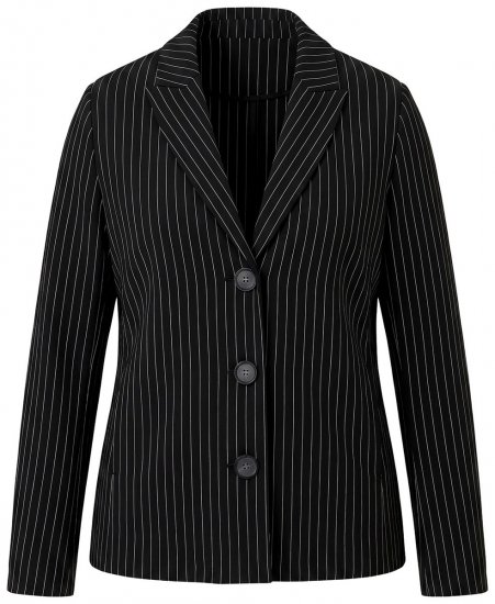 Ulla Popken 851341 Blazer elástico de raya diplomática Negro - Blazers - Blazers en tallas grandes para mujer